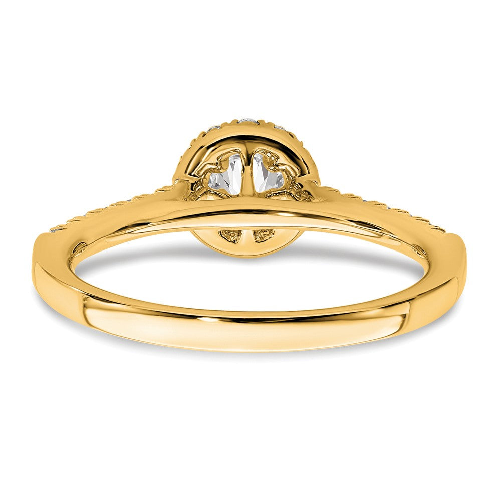 14k Yellow Gold 3/4 Ct. Lab Grown Diamond VS/SI+ G+ Round Halo Engagement Ring