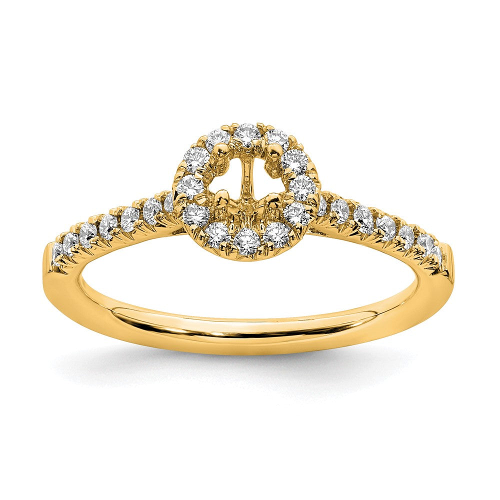 14k Yellow Gold 3/4 Ct. Lab Grown Diamond VS/SI+ G+ Round Halo Engagement Ring