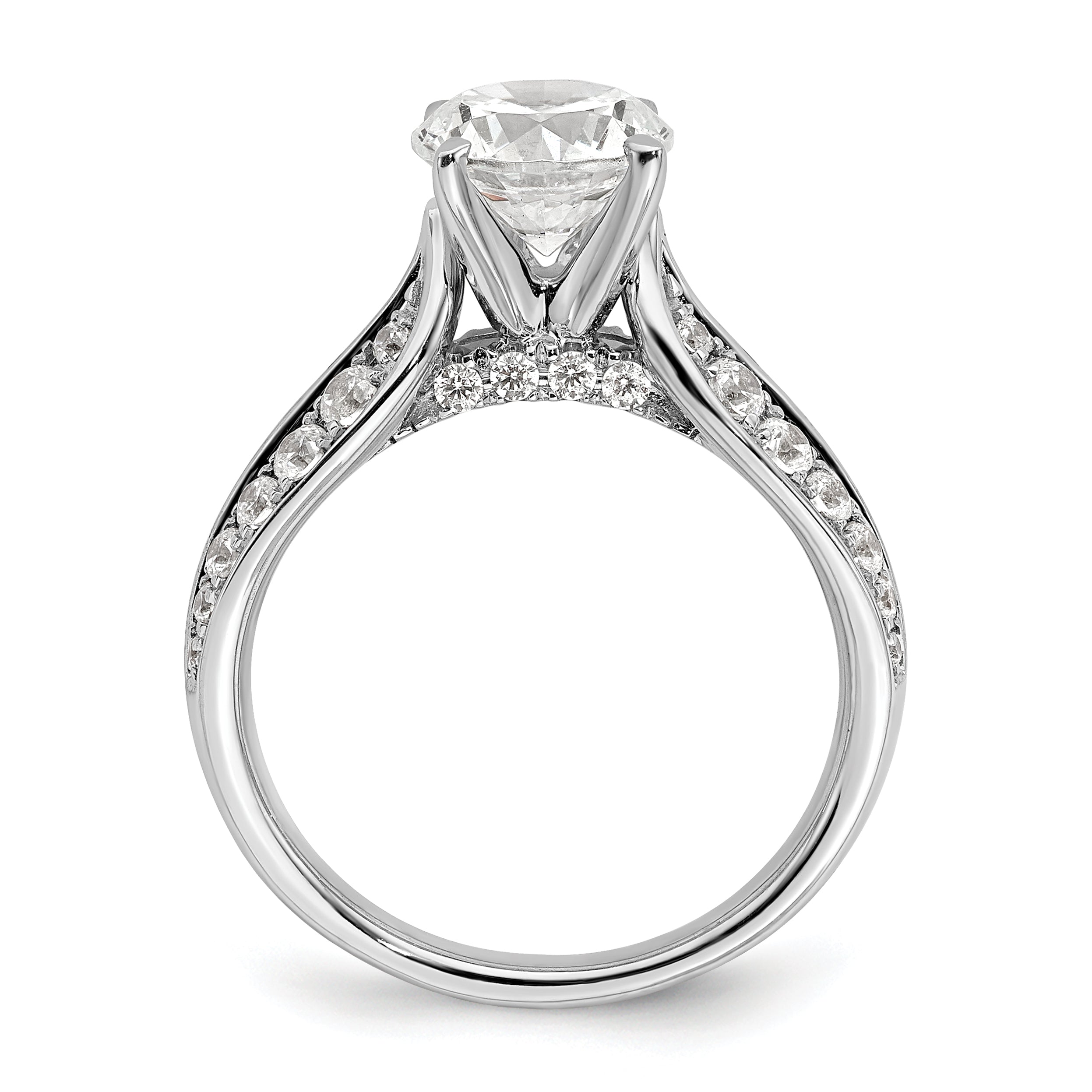 14k White Gold 5/8 Ct. Lab Grown Diamond VS/SI+ G+ 1 1/2 Ct. Center Round Shared Prong Engagement Ring