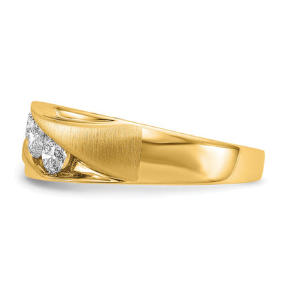 14k Yellow Gold 5/8 Ct. Lab Grown Diamond VS/SI+ G+ Three Stone Men's Ring