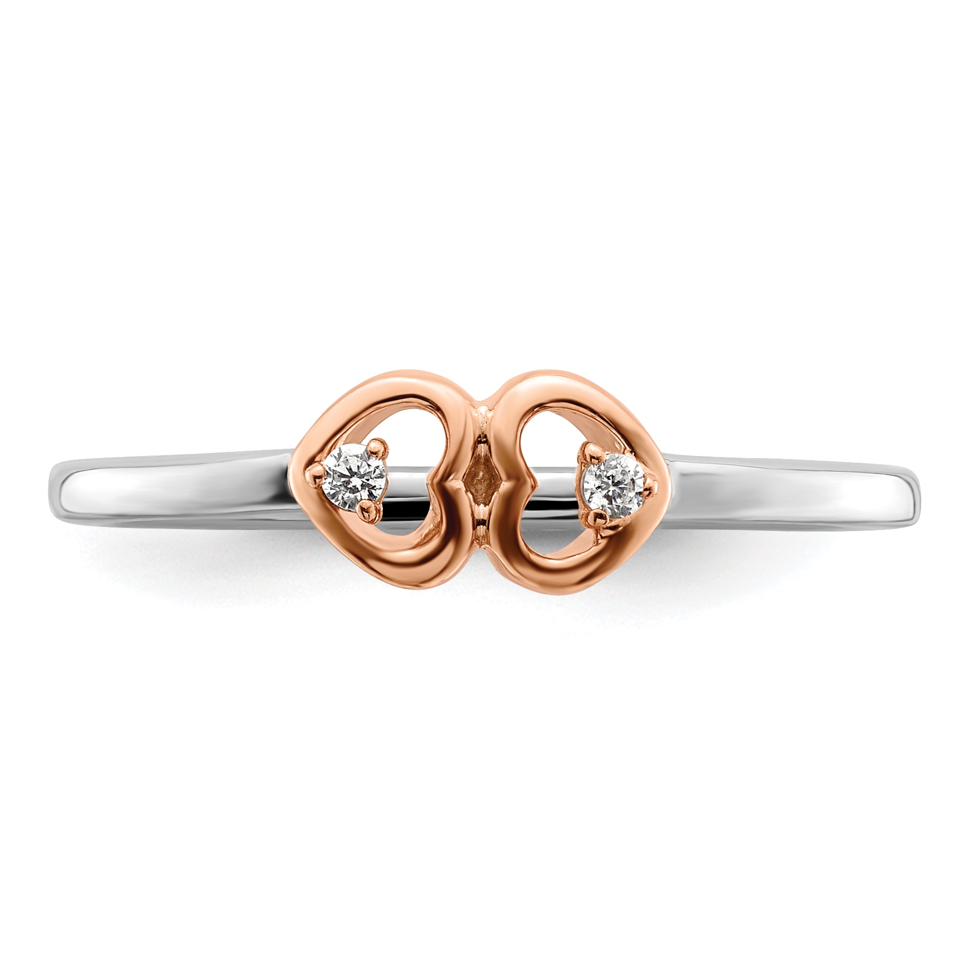 14K Two-Tone First Promise Lab Grown VS/SI+ G+ Diamond Hearts Promise Ring