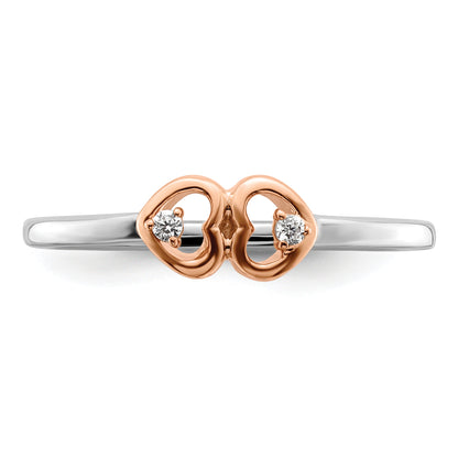 14K Two-Tone First Promise Lab Grown VS/SI+ G+ Diamond Hearts Promise Ring