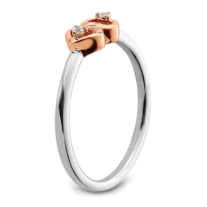 14K Two-Tone First Promise Lab Grown VS/SI+ G+ Diamond Hearts Promise Ring