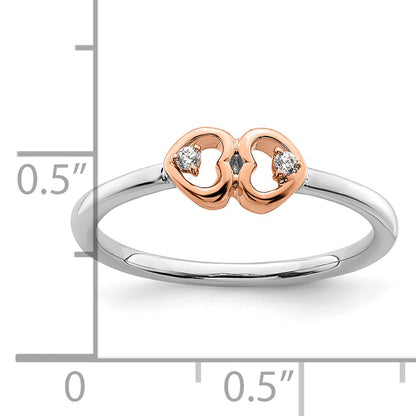 14K Two-Tone First Promise Lab Grown VS/SI+ G+ Diamond Hearts Promise Ring