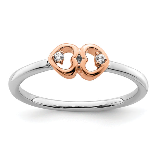 14K Two-Tone First Promise Lab Grown VS/SI+ G+ Diamond Hearts Promise Ring