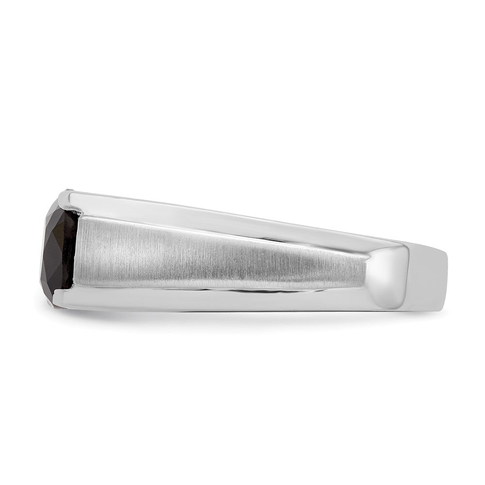 14k White Gold Onyx and Real Diamond Mens Ring