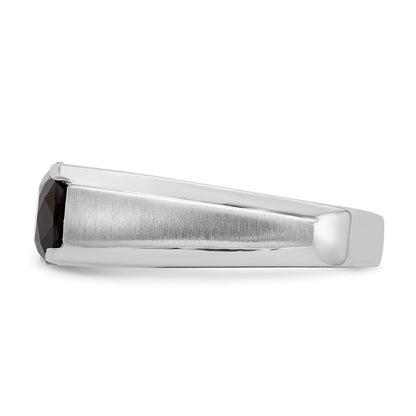 14k White Gold Onyx and Real Diamond Mens Ring