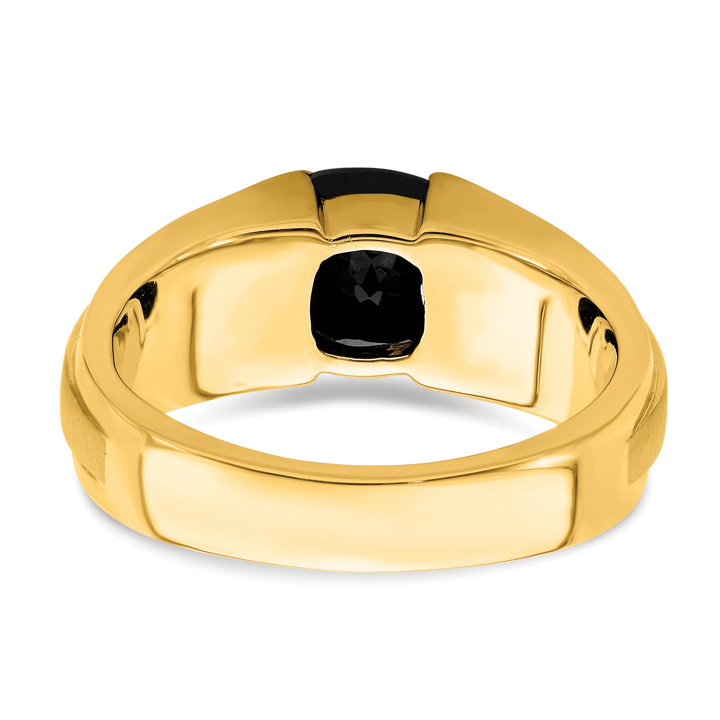 14K Yellow Gold Onyx and Real Diamond Mens Ring