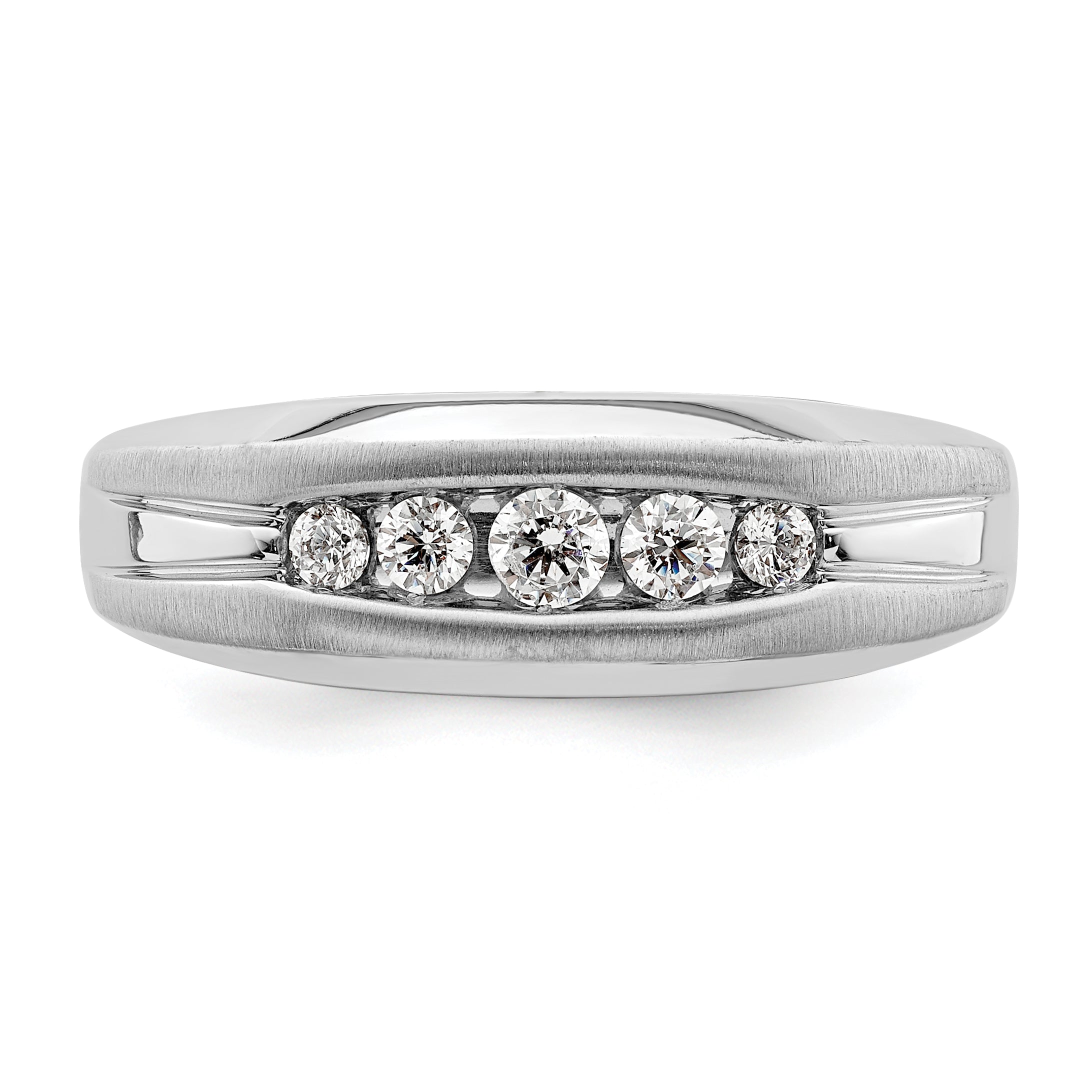 14k White Gold 1/3 Ct. Lab Grown Diamond VS/SI+ G+ Five Stone Men's Ring