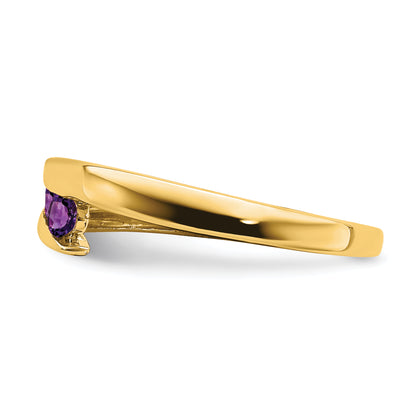 Solid 14k Yellow Gold Simulated Amethyst 4-stone Ring