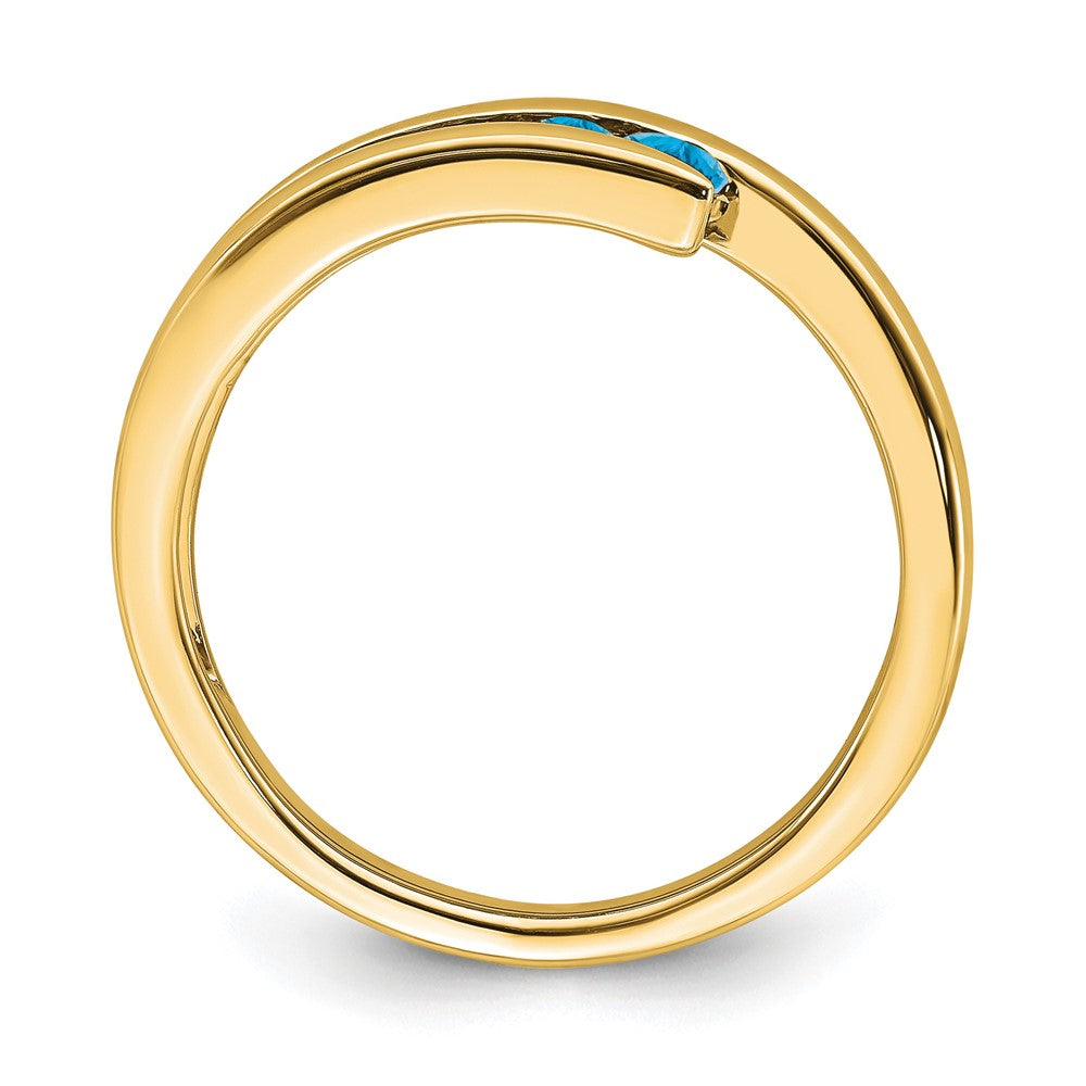 10K Yellow Gold Blue Topaz 4-Stone Ring