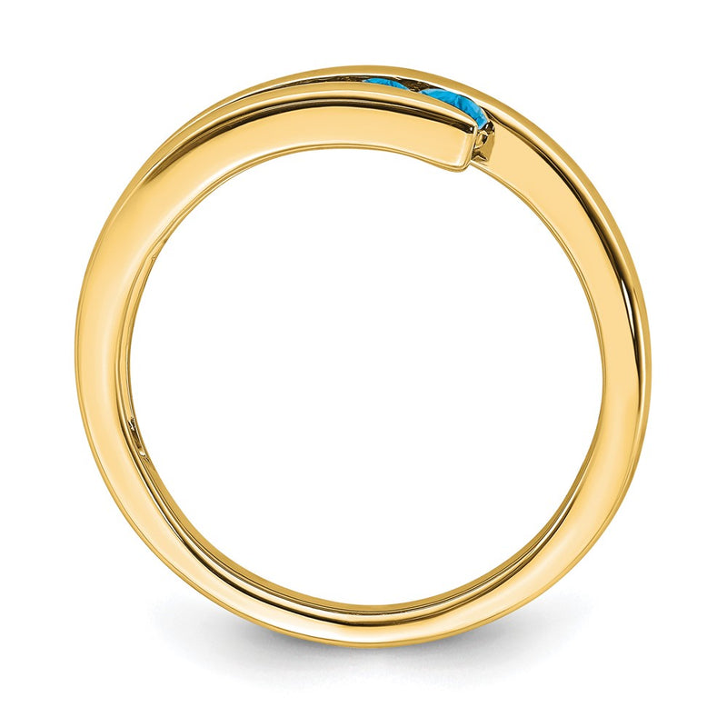 10K Yellow Gold Blue Topaz 4-Stone Ring