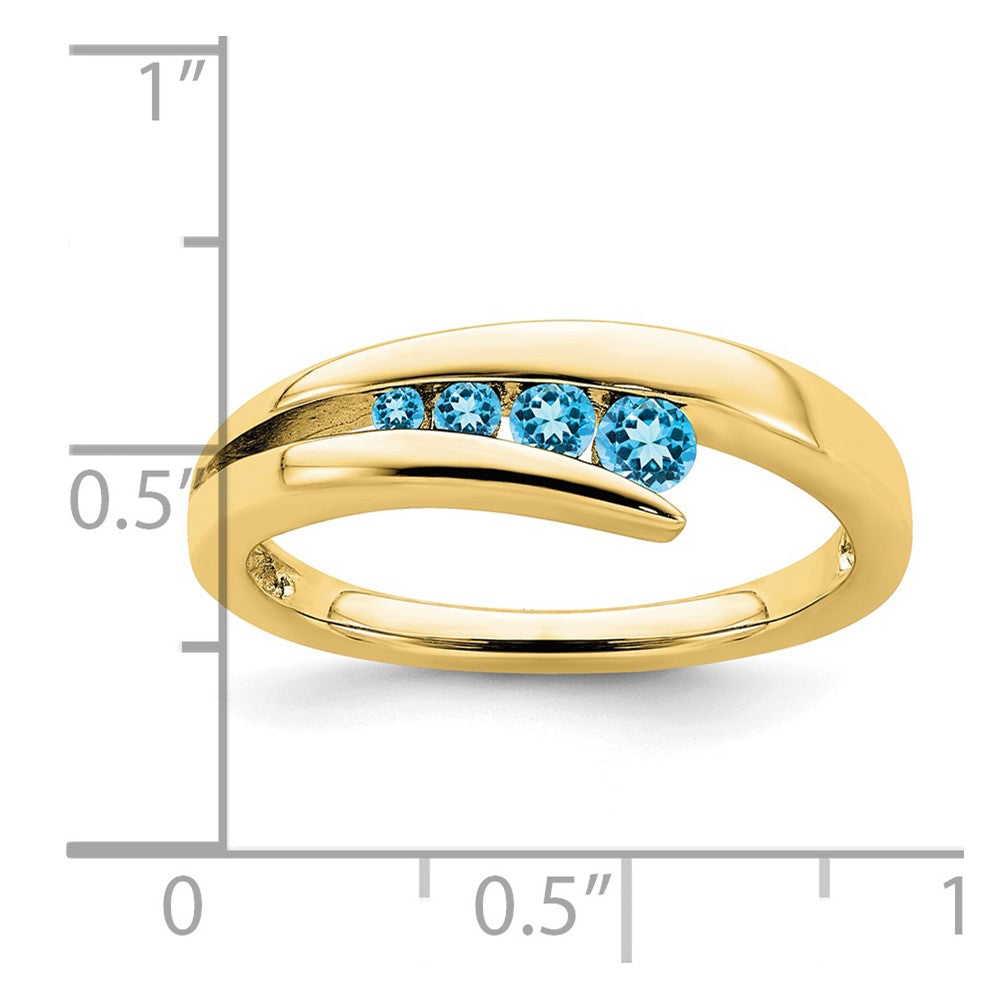 10K Yellow Gold Blue Topaz 4-Stone Ring