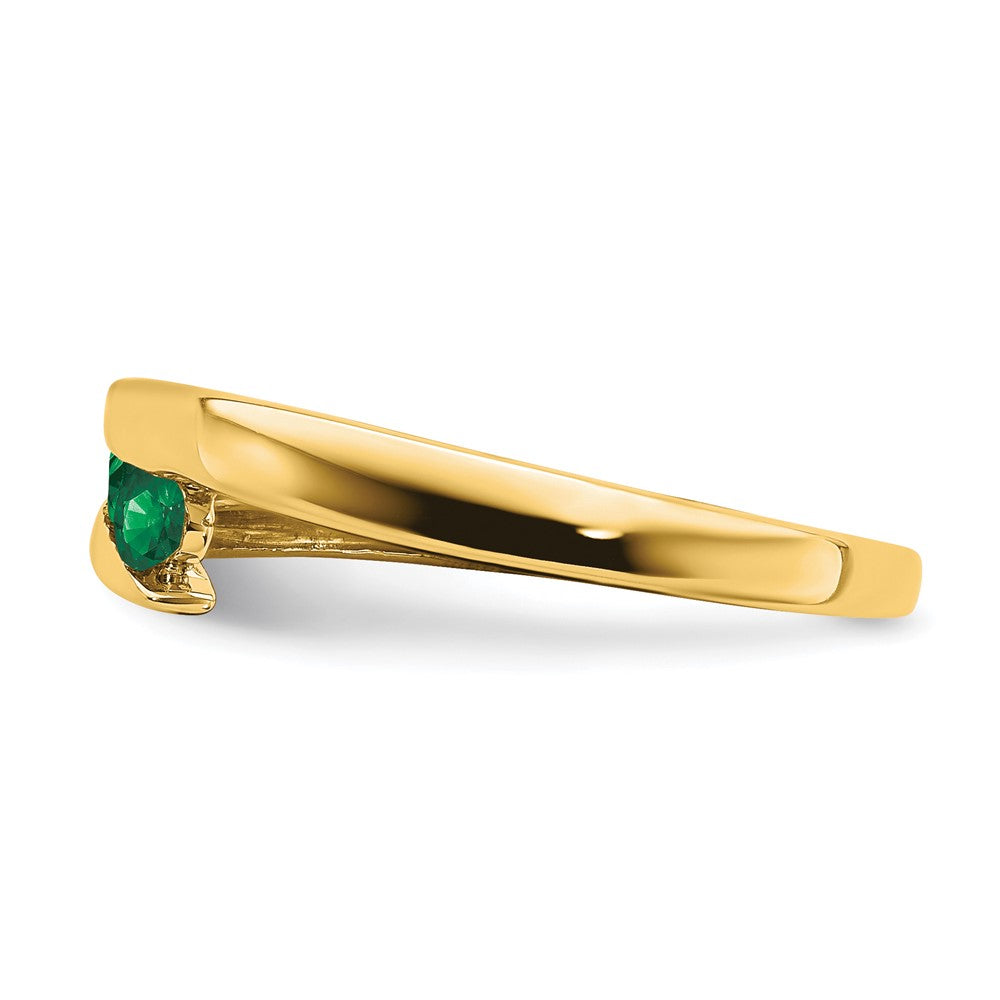 Solid 14k Yellow Gold Simulated Emerald 4-stone Ring
