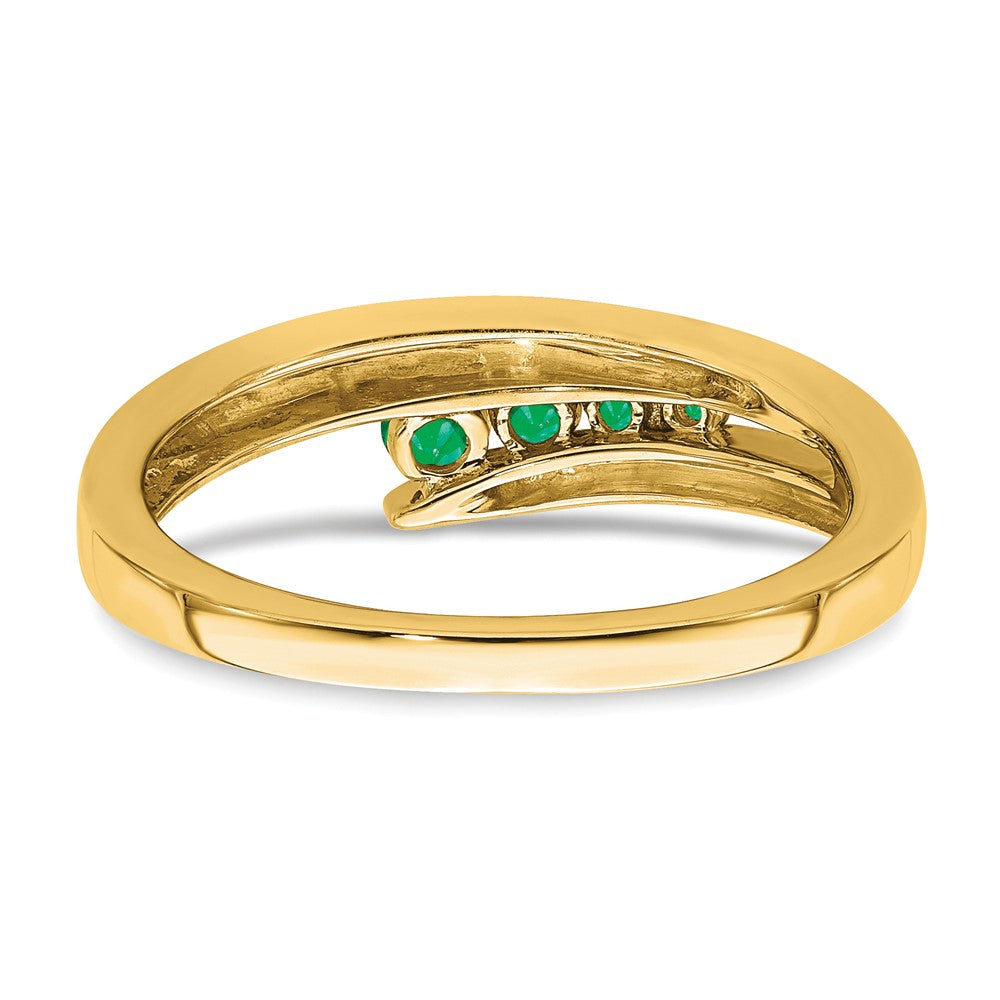 Solid 14k Yellow Gold Simulated Emerald 4-stone Ring