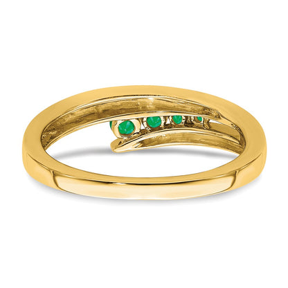 Solid 14k Yellow Gold Simulated Emerald 4-stone Ring