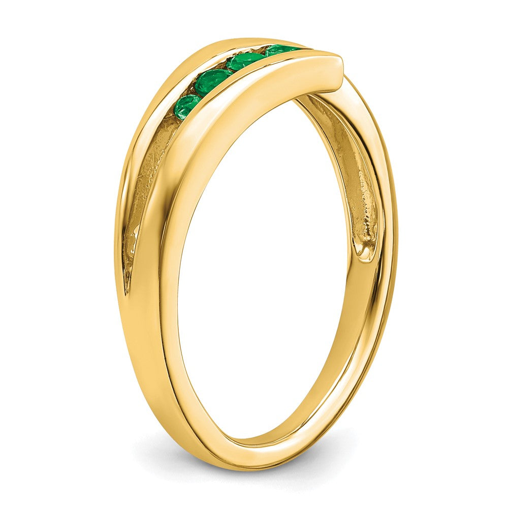 Solid 14k Yellow Gold Simulated Emerald 4-stone Ring