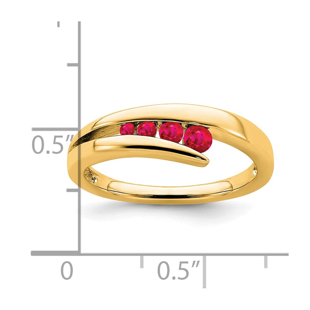 10K Yellow Gold Ruby 4-Stone Ring