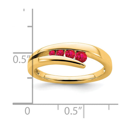 10K Yellow Gold Ruby 4-Stone Ring