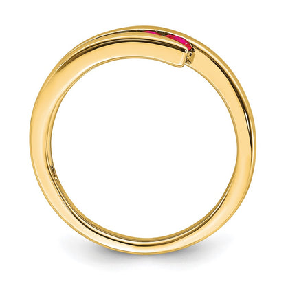 Solid 14k Yellow Gold Simulated Ruby 4-stone Ring