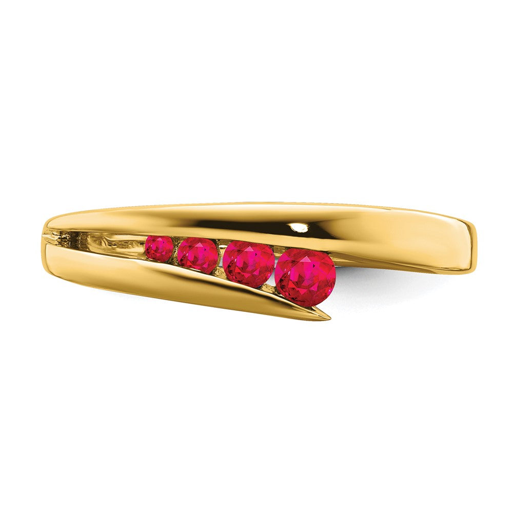 Solid 14k Yellow Gold Simulated Ruby 4-stone Ring