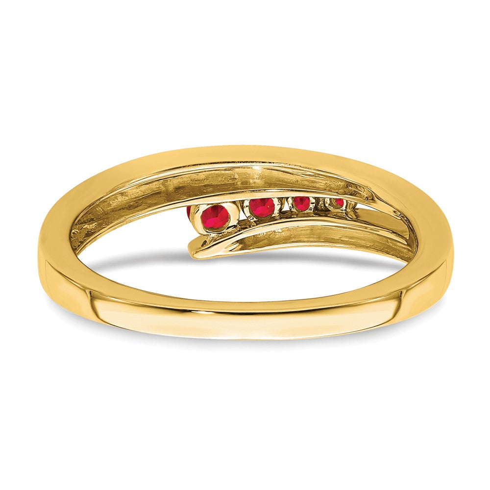 Solid 14k Yellow Gold Simulated Ruby 4-stone Ring