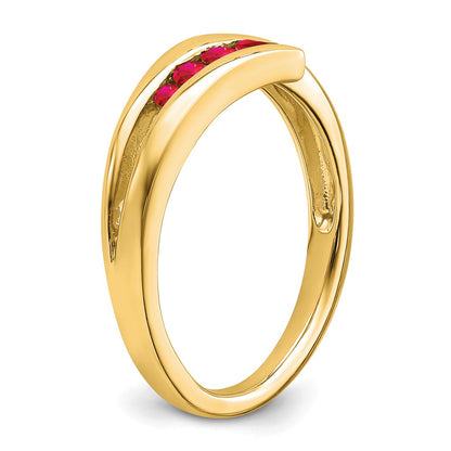 Solid 14k Yellow Gold Simulated Ruby 4-stone Ring