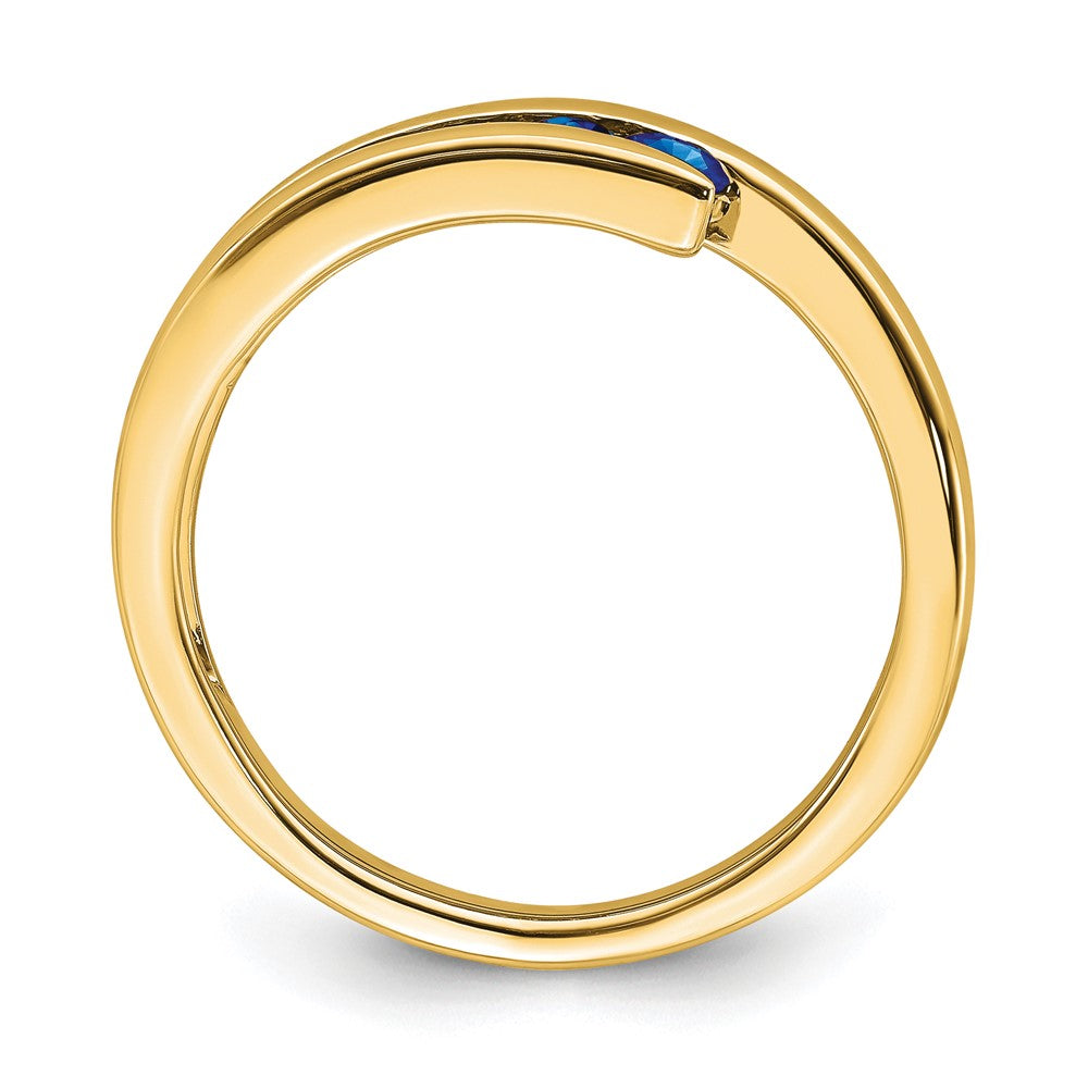 Solid 14k Yellow Gold Simulated Sapphire 4-stone Ring