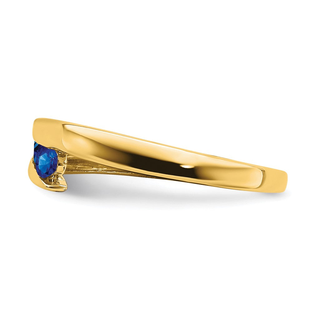 Solid 14k Yellow Gold Simulated Sapphire 4-stone Ring