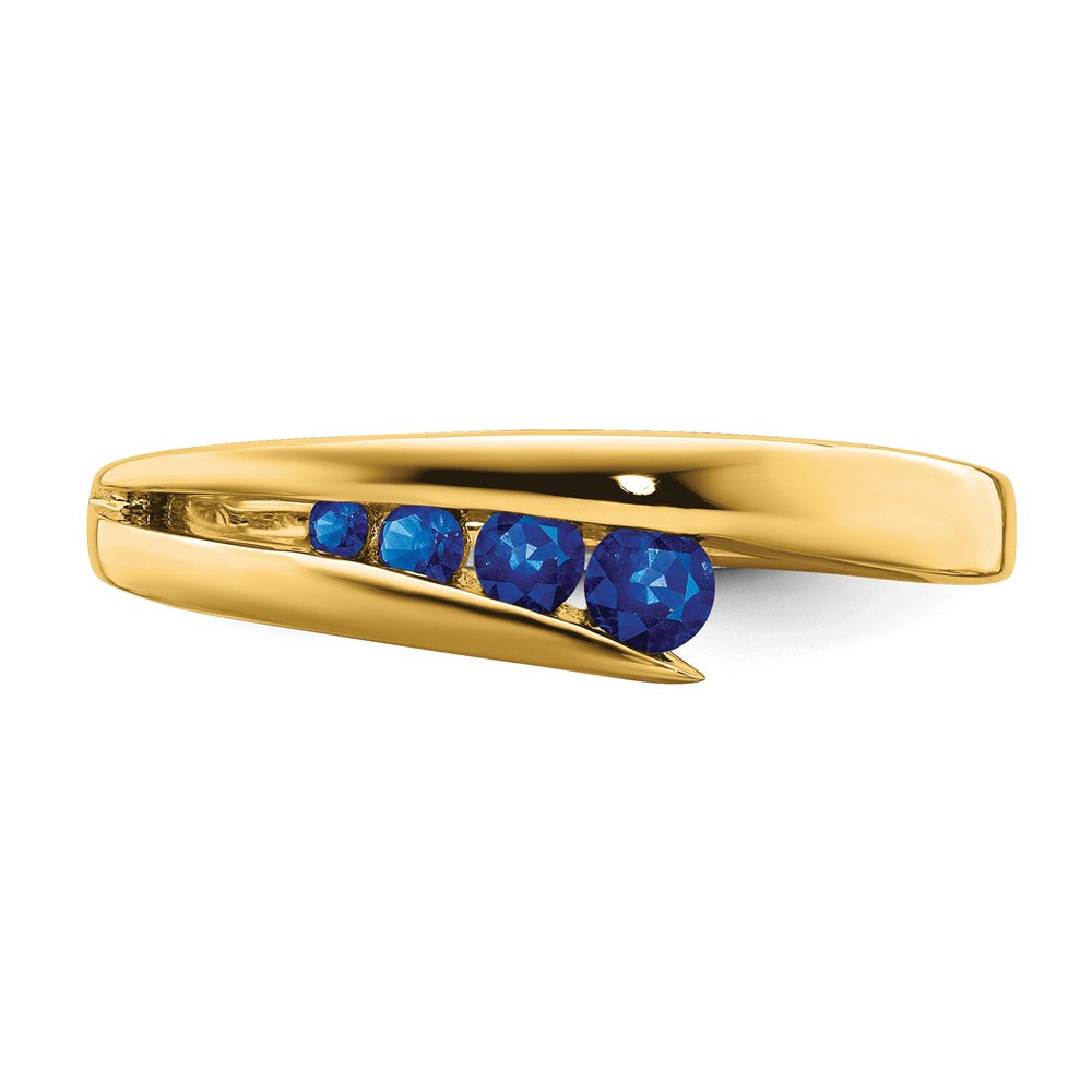 Solid 14k Yellow Gold Simulated Sapphire 4-stone Ring