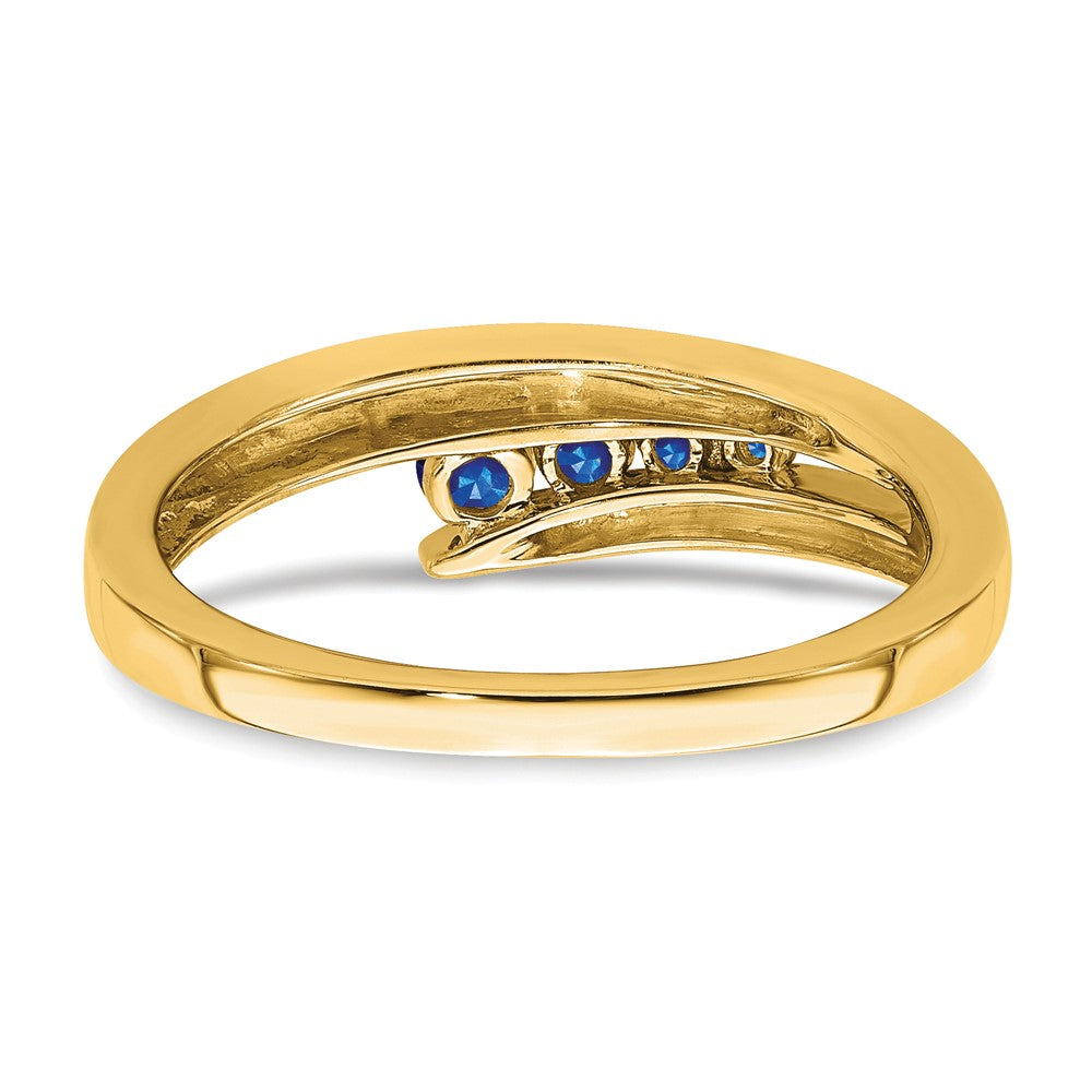 Solid 14k Yellow Gold Simulated Sapphire 4-stone Ring