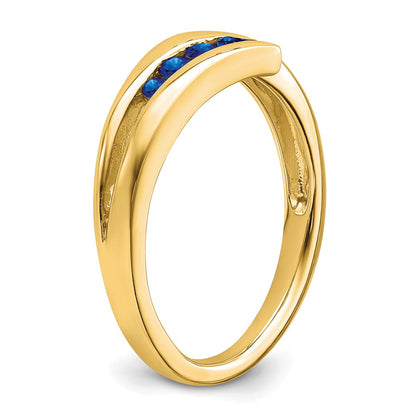 Solid 14k Yellow Gold Simulated Sapphire 4-stone Ring