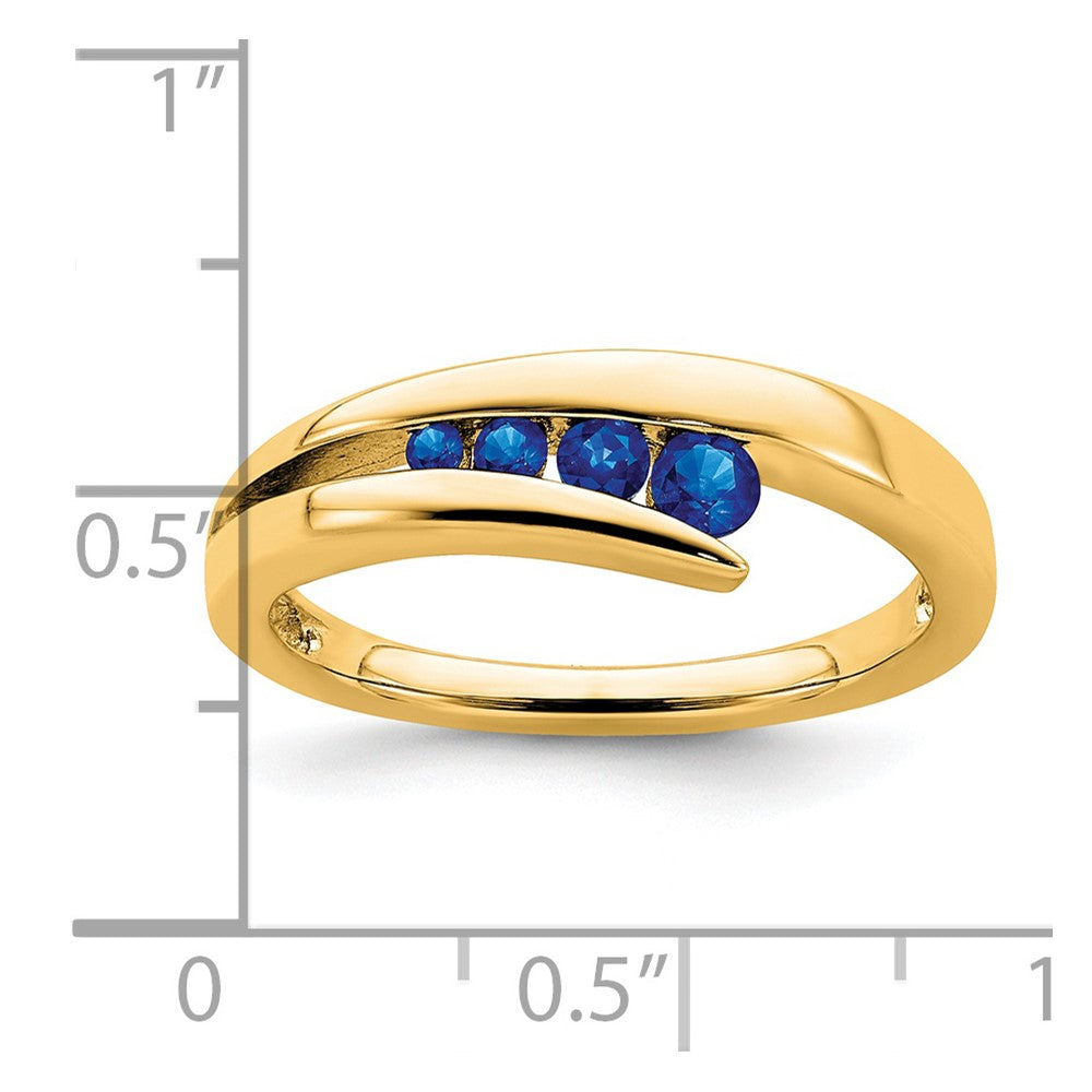 Solid 14k Yellow Gold Simulated Sapphire 4-stone Ring