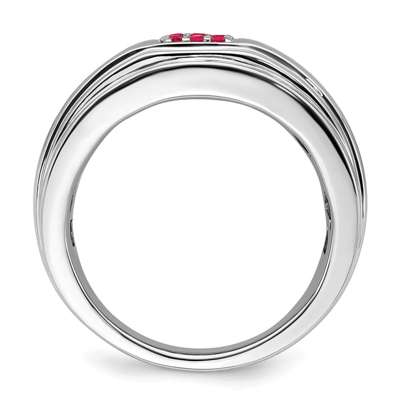 14k White Gold Ruby Mens Ring