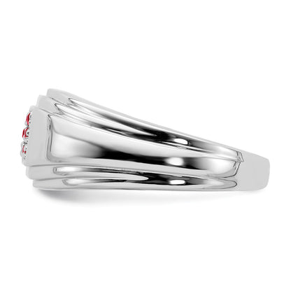 14k White Gold Ruby Mens Ring