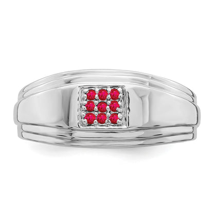 14k White Gold Ruby Mens Ring