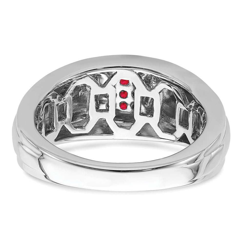 14k White Gold Ruby Mens Ring