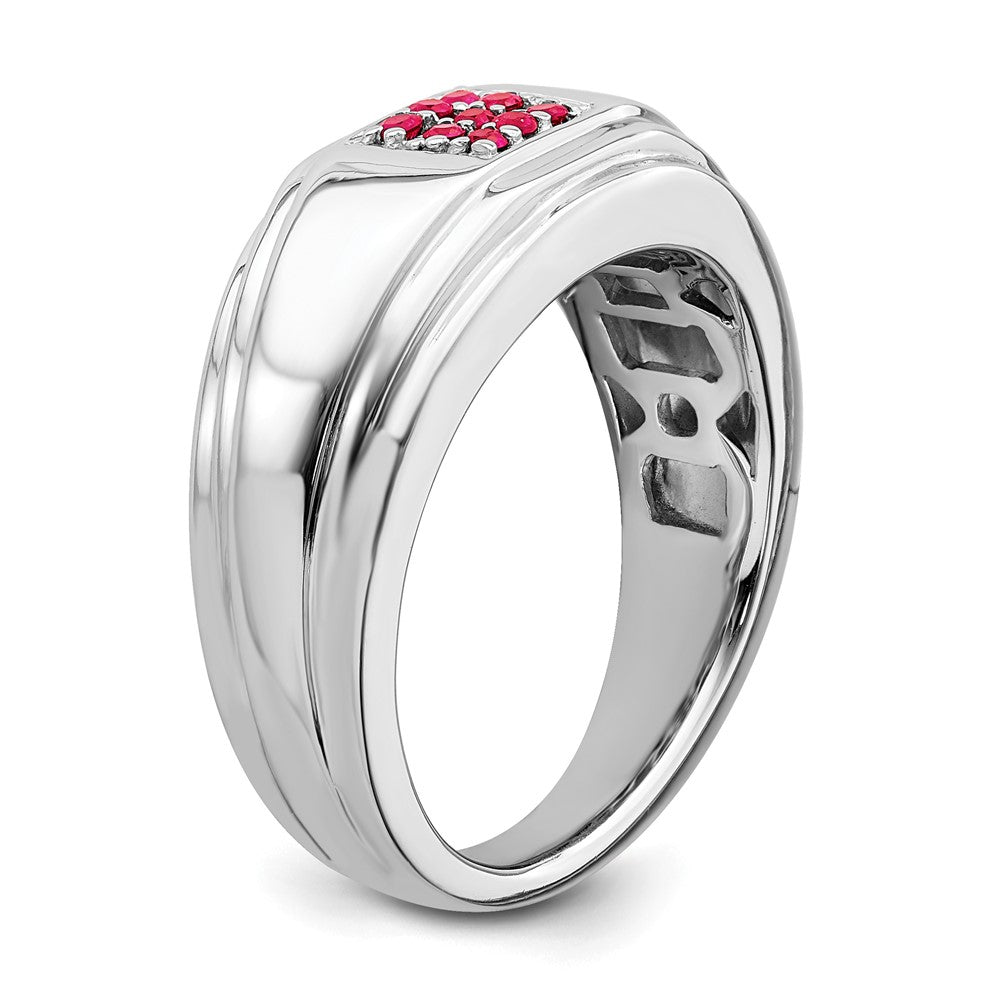 14k White Gold Ruby Mens Ring