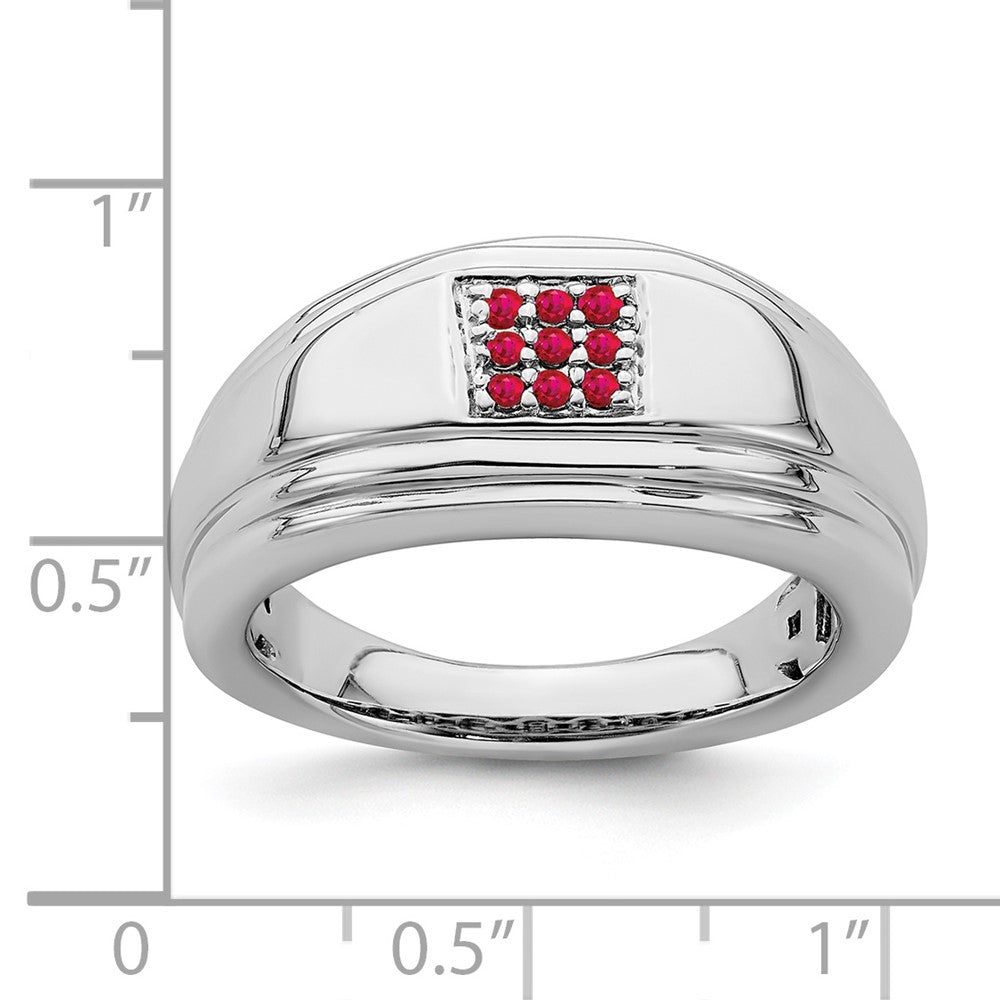 14k White Gold Ruby Mens Ring