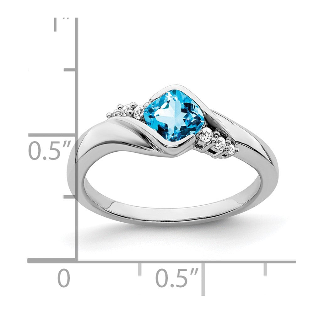 10K White Gold Blue Topaz And Diamond Ring