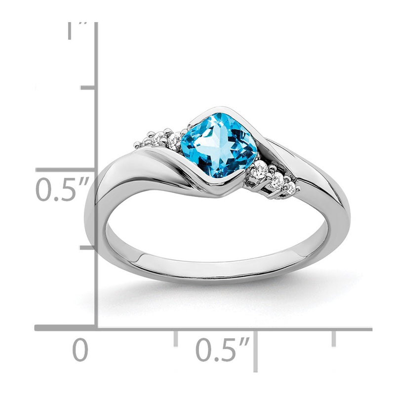 10K White Gold Blue Topaz And Diamond Ring