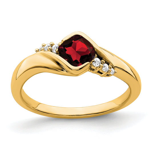 10K Yellow Gold Garnet And Diamond Ring