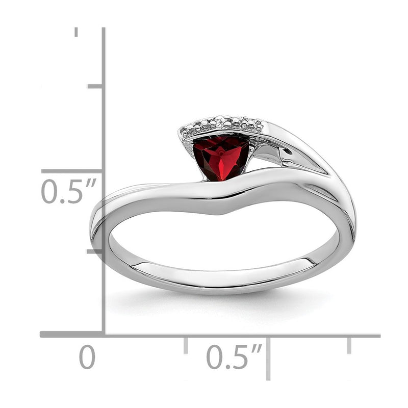 10K White Gold Trillion Garnet And Diamond Ring