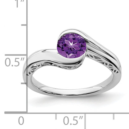 10K White Gold Amethyst Bypass Ring