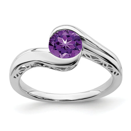 10K White Gold Amethyst Bypass Ring