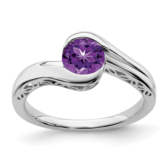 10K White Gold Amethyst Bypass Ring