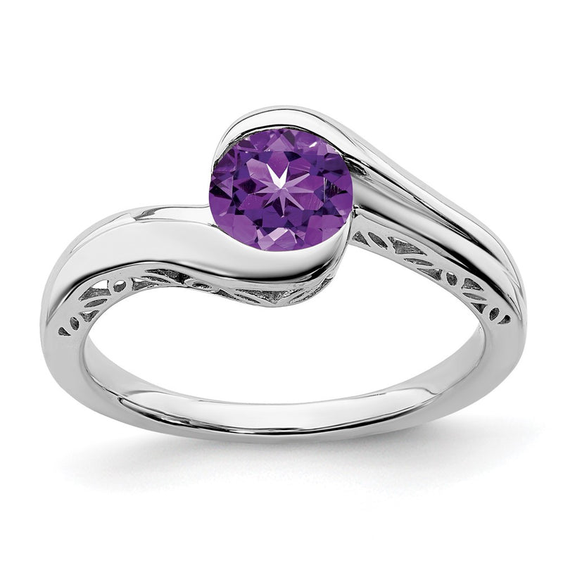 10K White Gold Amethyst Bypass Ring