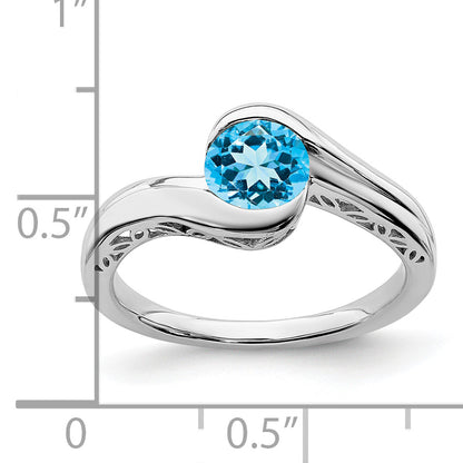 10K White Gold Blue Topaz Bypass Ring