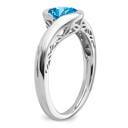 14k White Gold Blue Topaz Bypass Ring