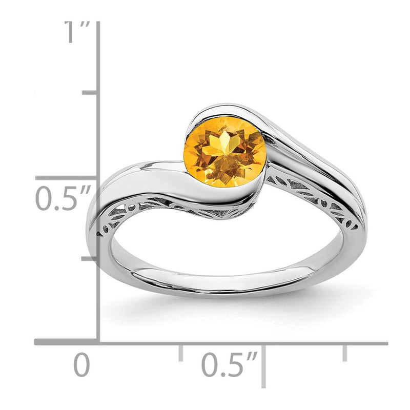 10K White Gold Citrine Bypass Ring